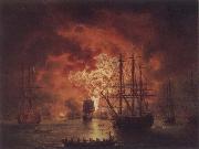 Jakob Philipp Hackert The Destruction of the Turkish Fleet in Chesme Harbour Spain oil painting artist